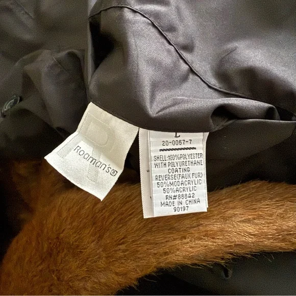 Roamans Black & Brown Reversible Faux Fur Full‑Length Trench Coat Plus Size Cozy - Picture 16 of 16